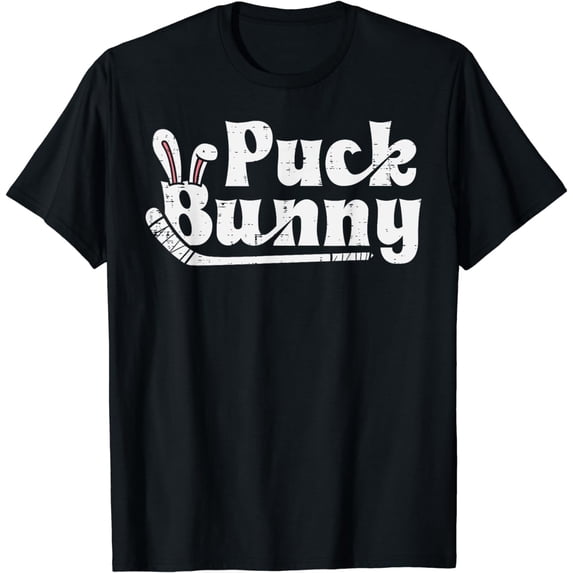 Puck Bunny Ice Hockey Stick Cute Player Men Women Girls T-Shirt