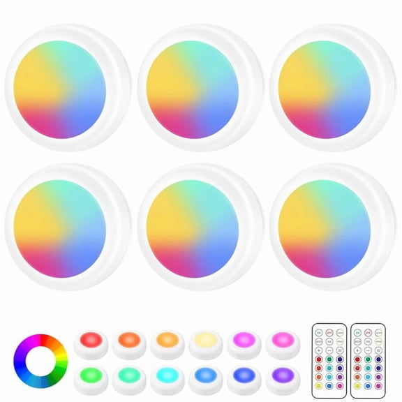 Puck Light, 13 RGB Color Night Light, Battery Powered, Under Cabinet Light with Remote and Touch Control, Home Decorative Light