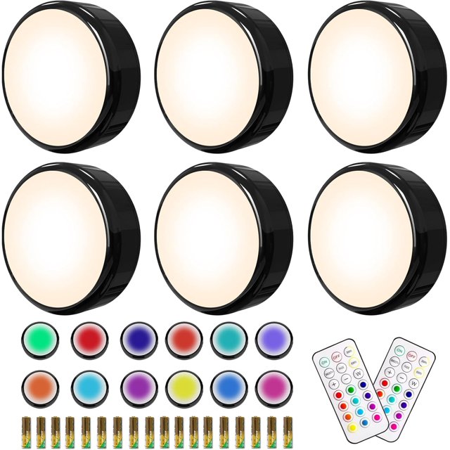 Puck Lights, 16 Colors Changeable Under Lights Battery Powered
