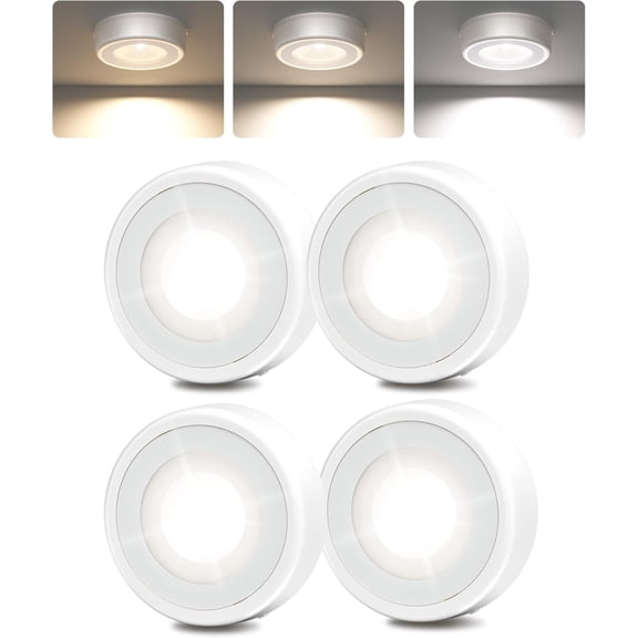 Puck Lights, 50Lumens, Touch Light, 2.5'' Mini Tap Light,  Sitck  Tap Lamp, 3 Color Temps, Under Cabinet Lights ,  for Kitchen,Closet,Pantry,Camper(4 )