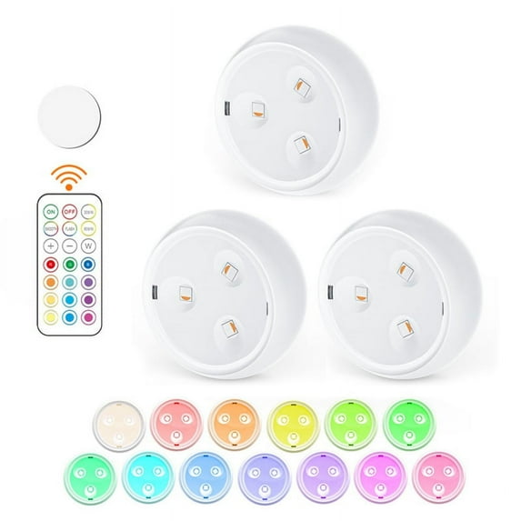 Puck Lights with Remote 13 Colors Changeable RGB LED Under Cabinet Lighting for Kitchen, Counter, Closet Lights-A