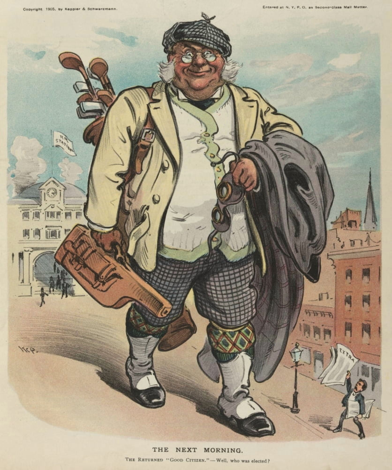 Puck Magazine 1905 The Next Morning Golfer Canvas Art - Udo Keppler (18 x 24)