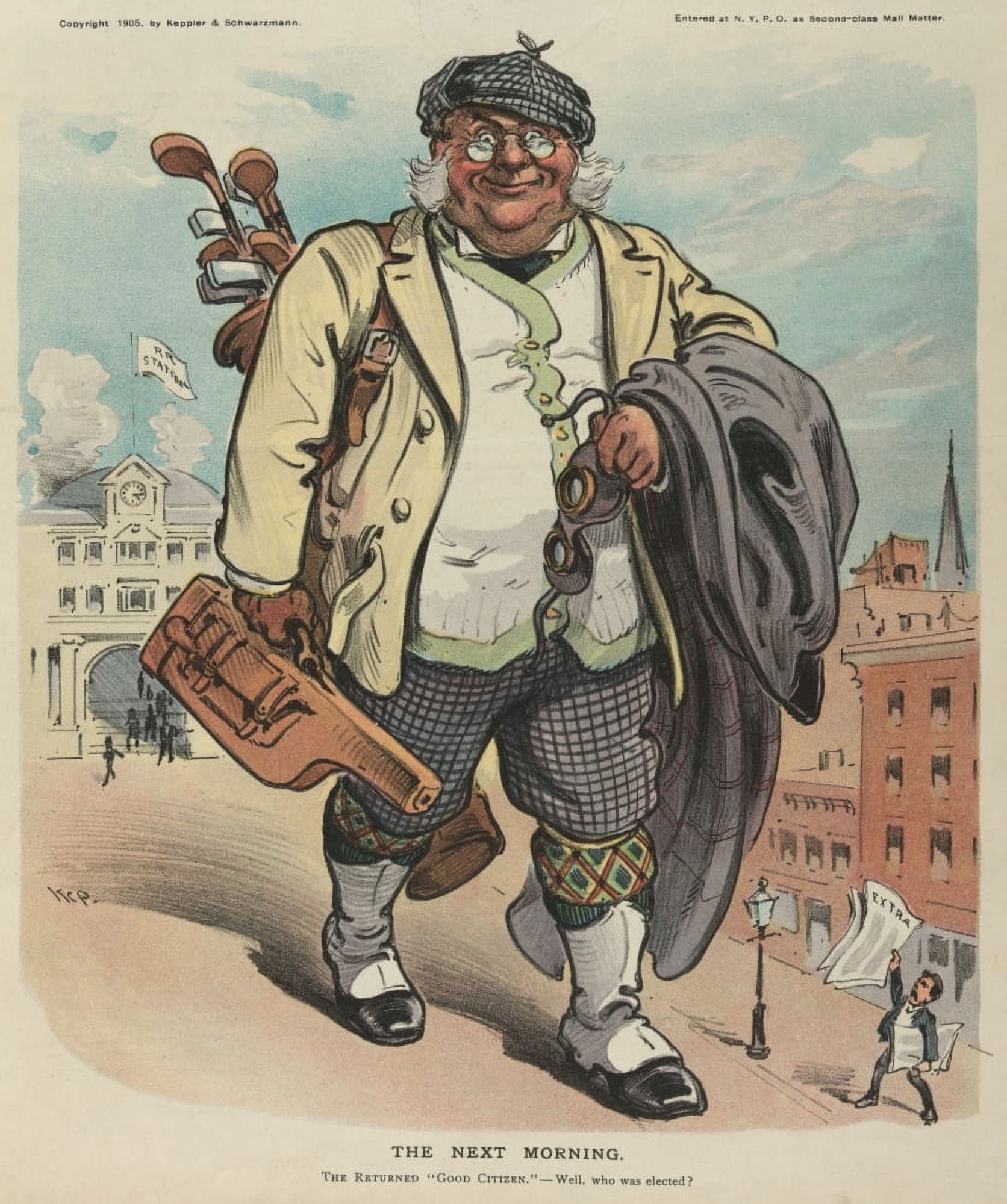 Puck Magazine 1905 The Next Morning Golfer Canvas Art - Udo Keppler (24 x 36)
