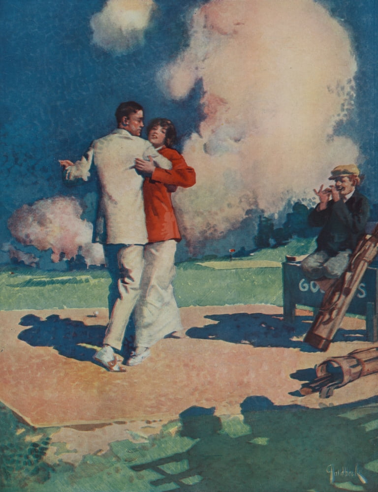 Puck Magazine 1914 Tango Tee Canvas Art - Walter Dean Goldbeck (18 x 24)