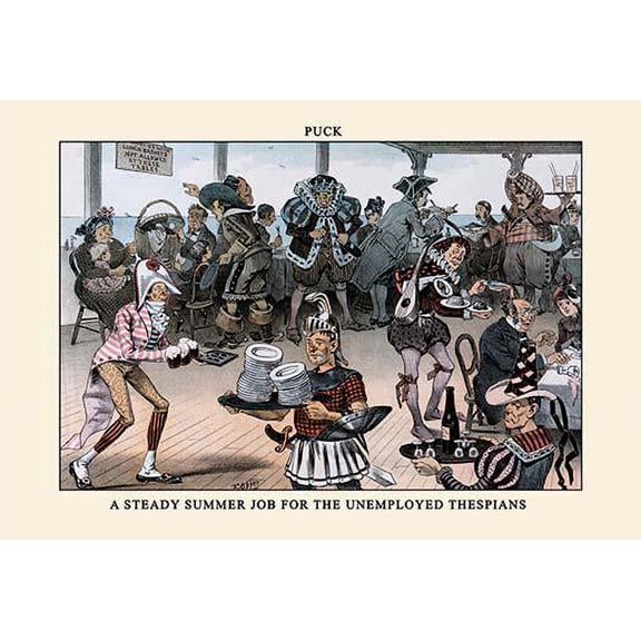 Puck Magazine: A Steady Summer Job for the Unemployed Thespians-Fine Art Canvas Print (20" x 30")
