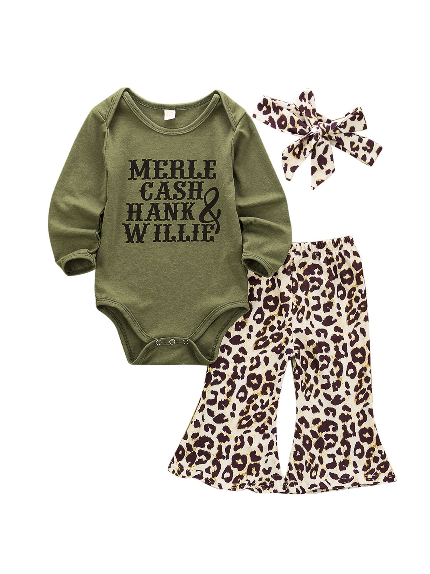 Pudcoco Baby Girl Leopard Print Tops Romper Pants Hat Outfit Clothes