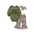Pudcoco Baby Girl Leopard Print Tops Romper Pants Hat Outfit Clothes