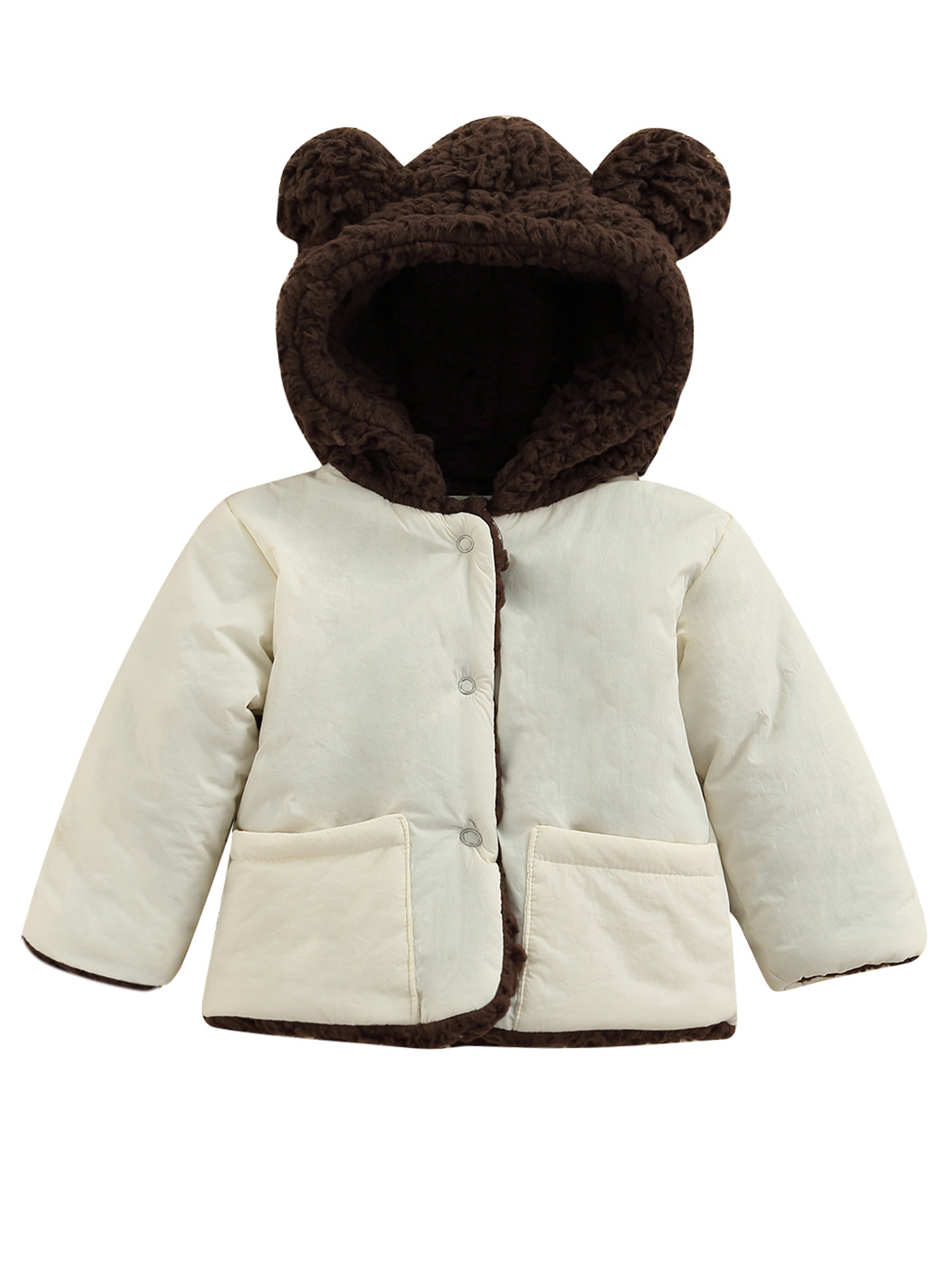 Pudcoco Baby Winter Hooded Coat Long Sleeve Button-down Wadded Jacket - image 1 of 6