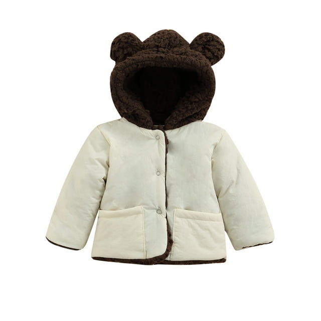 Pudcoco Baby Winter Hooded Coat Long Sleeve Button-down Wadded Jacket