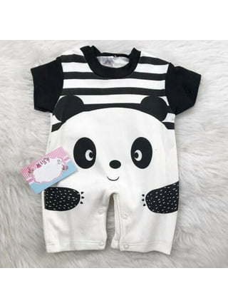 18C626: Infant Girls All Over Print Panda Cotton Jersey Onesie (2