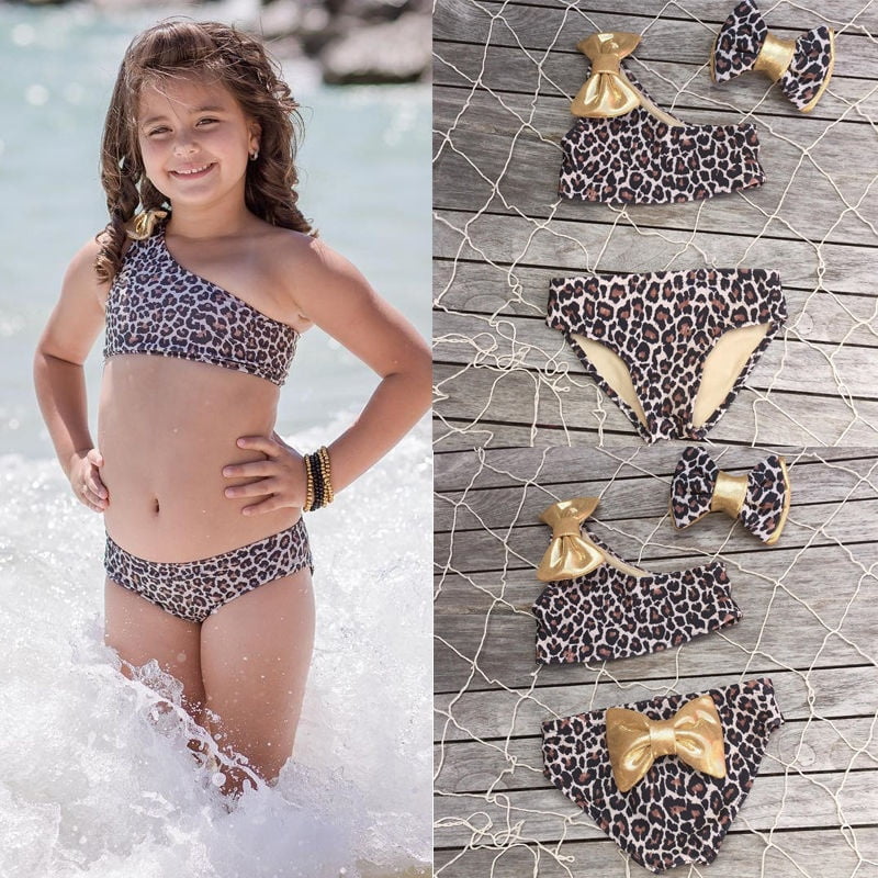 Pudcoco Infant Kids Baby Girl Leopard Bikini Set Swimwear Bathing Suit