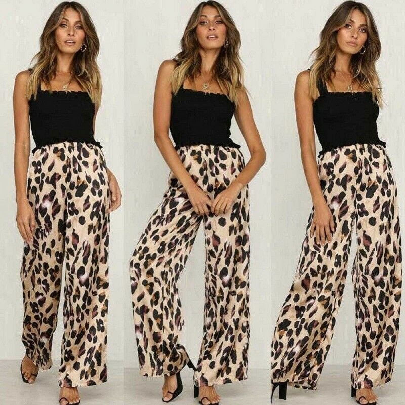 Buy WDIRARA Women's Plus Size Leopard Print Wide Leg Zip Back Elegant Long  Pants, Multicolored, 3X-Large Plus at Amazon.in