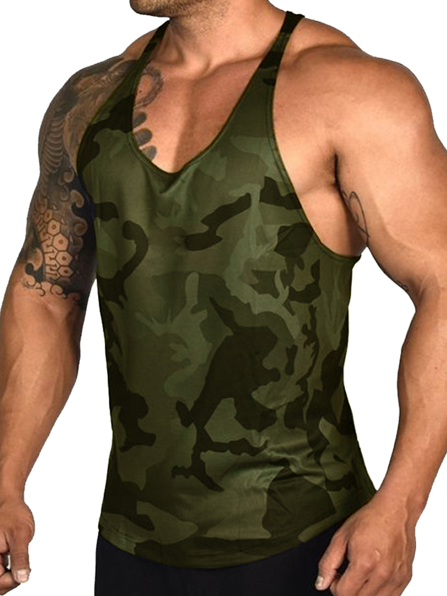 Pudcoco Mens Gym Vest Racerback Bodybuilding Muscle Stringer Plain Tops