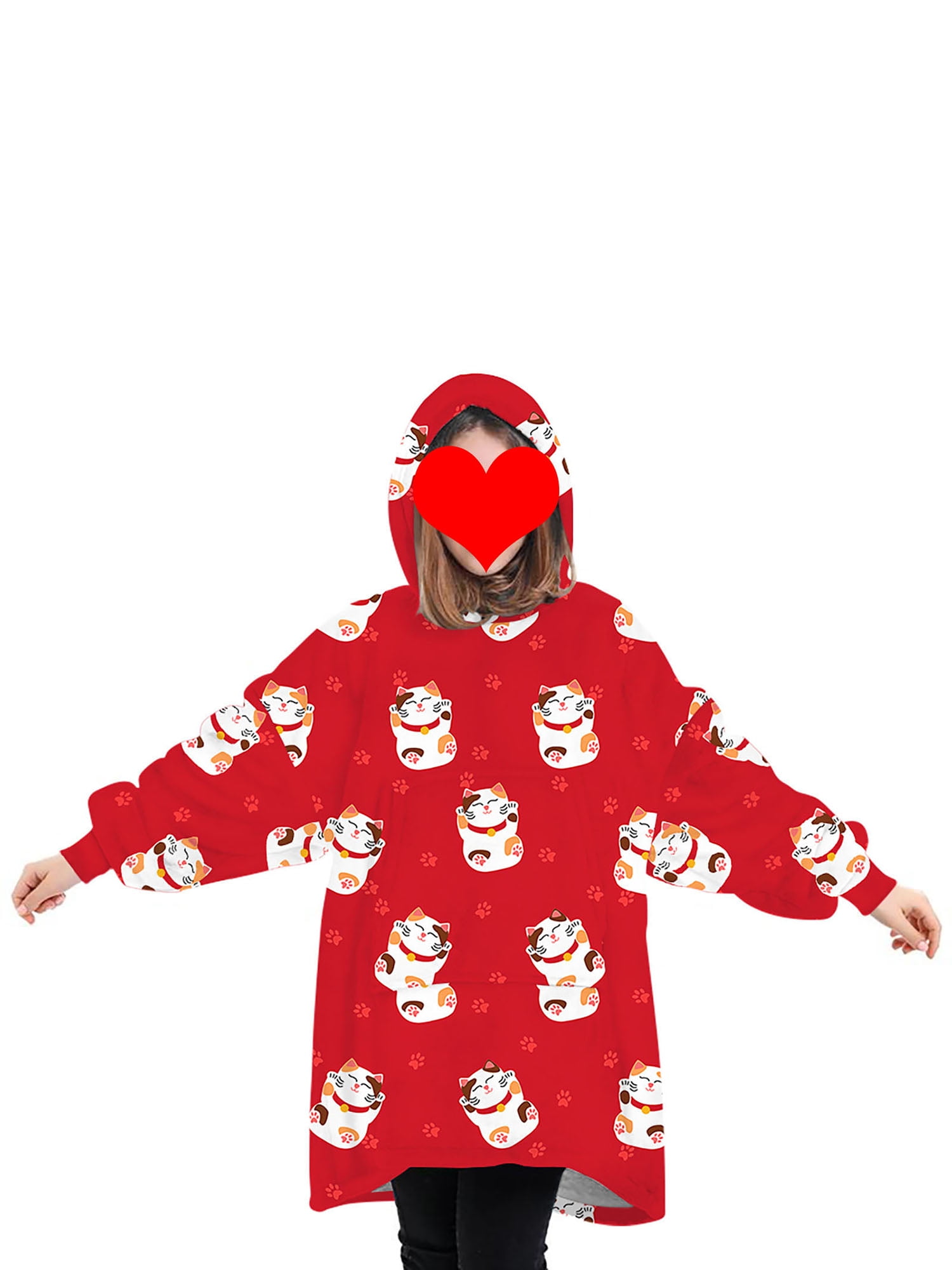 Pudcoco Oversized Hoodie Blanket Fluffy Fleece Blanket Hoodie for Women Men Kids Wearable Hooded Blanket with Big Pocket Walmart