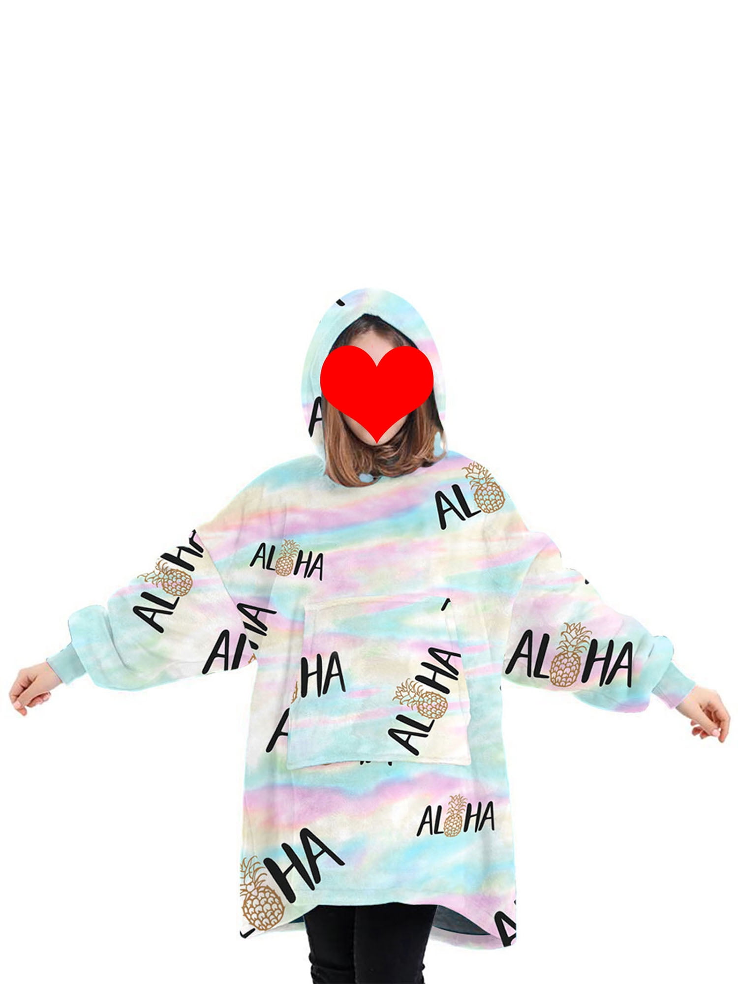 Pudcoco Oversized Hoodie Blanket Fluffy Fleece Blanket Hoodie for Women Men Kids Wearable Hooded Blanket with Big Pocket Walmart