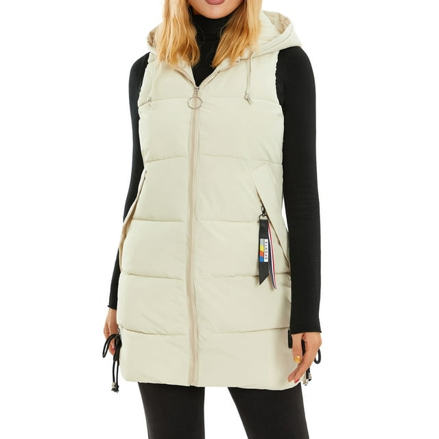 Pudcoco Oversized Long Down Vest for Women Outdoor Coats with Hood Long