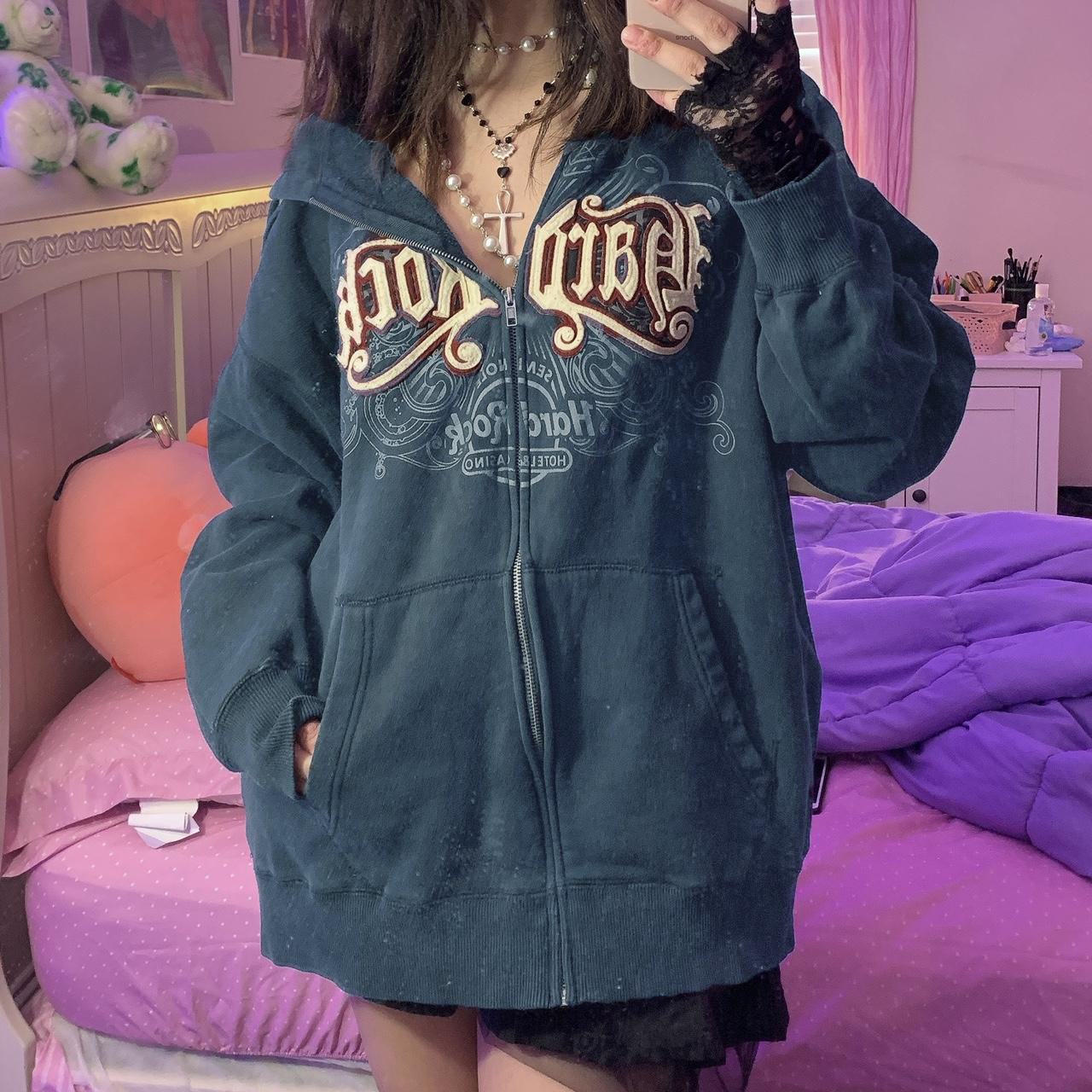Pudcoco Sweatshirt For Women Y2K Retro Zip Up Hoodies Autumn Streetwear 90s Vintage Mall Goth Sweatshirts Graphic Print Coat Jackets Walmart