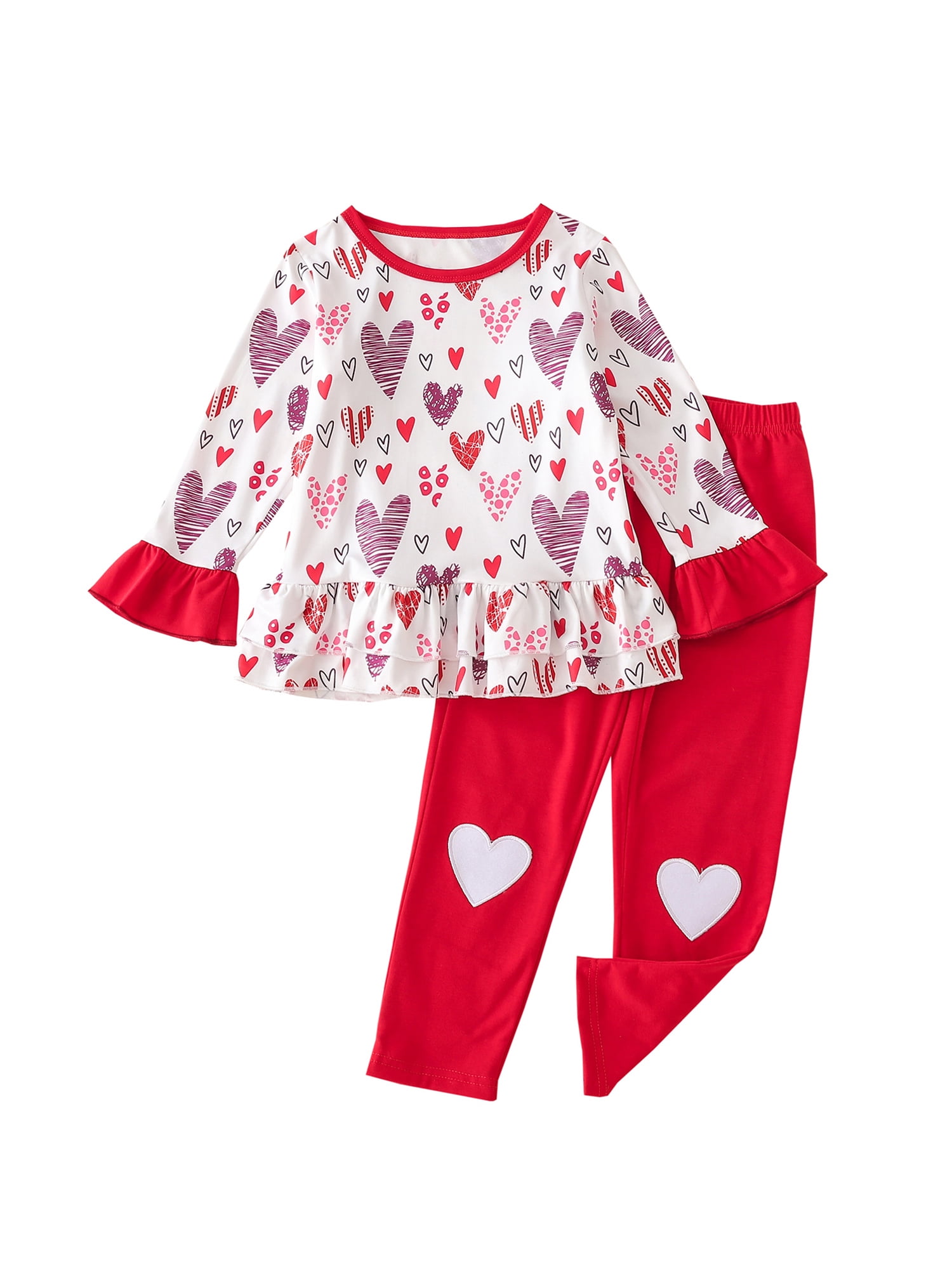 Pudcoco Toddlers Girls Two-Piece Outfits, Valentine's Day Theme Long ...