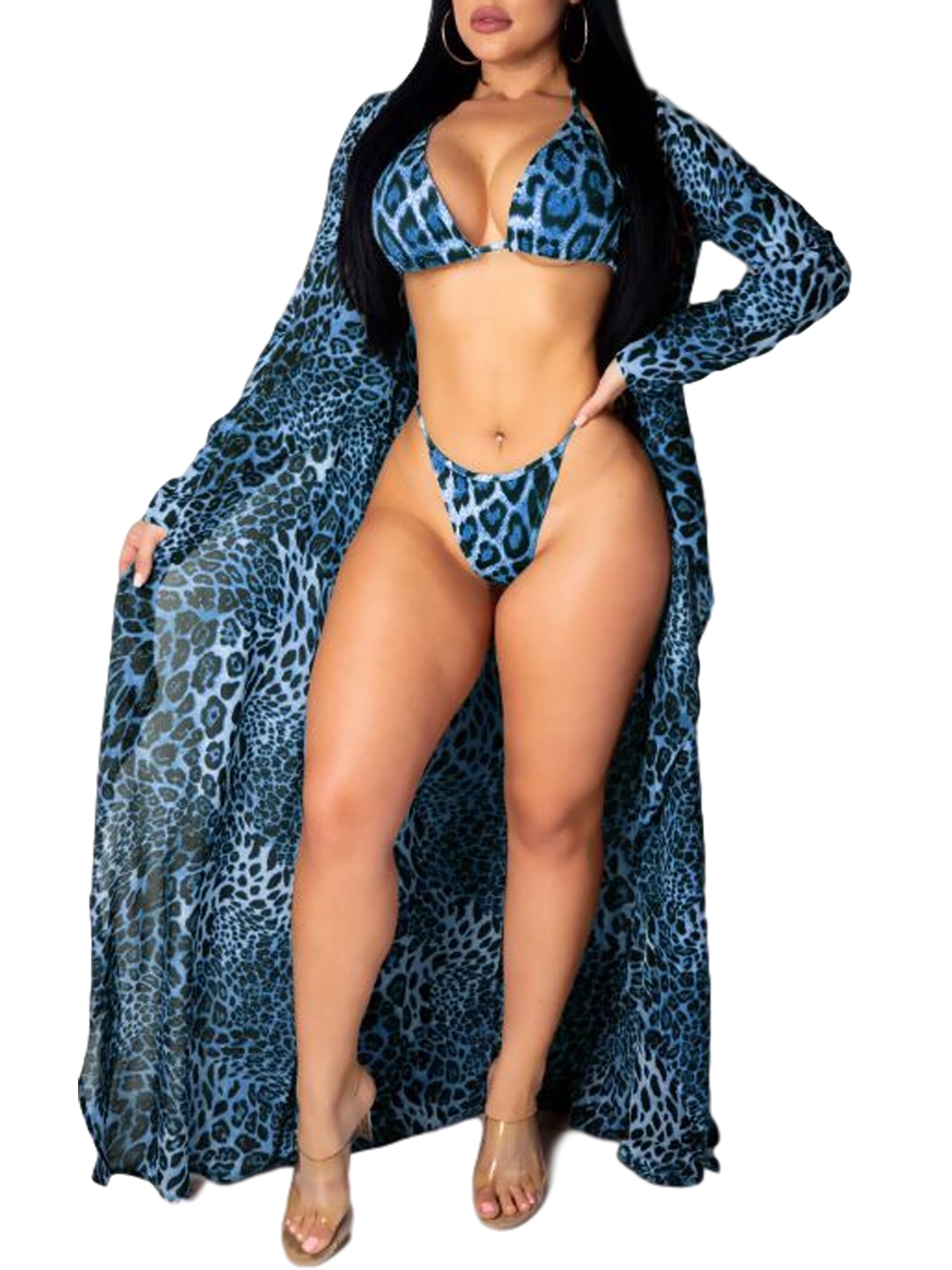 Thong Bikini Set Near Mewire-free Leopard Print Thong Bikini Set For Women  - Wire-free, Low Waist, With Pad