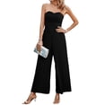 thumbnail image 1 of Pudcoco Women Summer Jumpsuits Strapless Backless Wide-Leg Pants Long Rompers Ruched Playsuits, 1 of 6