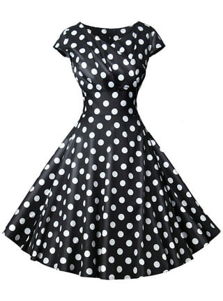  1950s Dresses for Women Costumn Black Polka Dot Dress for Women  50s Pinup Dress Audrey Hepburn Dress 1940s 1960s 50's Style Dresses Vintage  Rockabilly Dress for Women Halter Rotro Dress Black