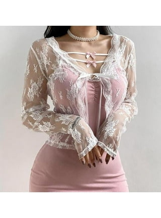 Binpure Women Fashion Sexy Sheer T Shirt Mesh Top Transparent Tops
