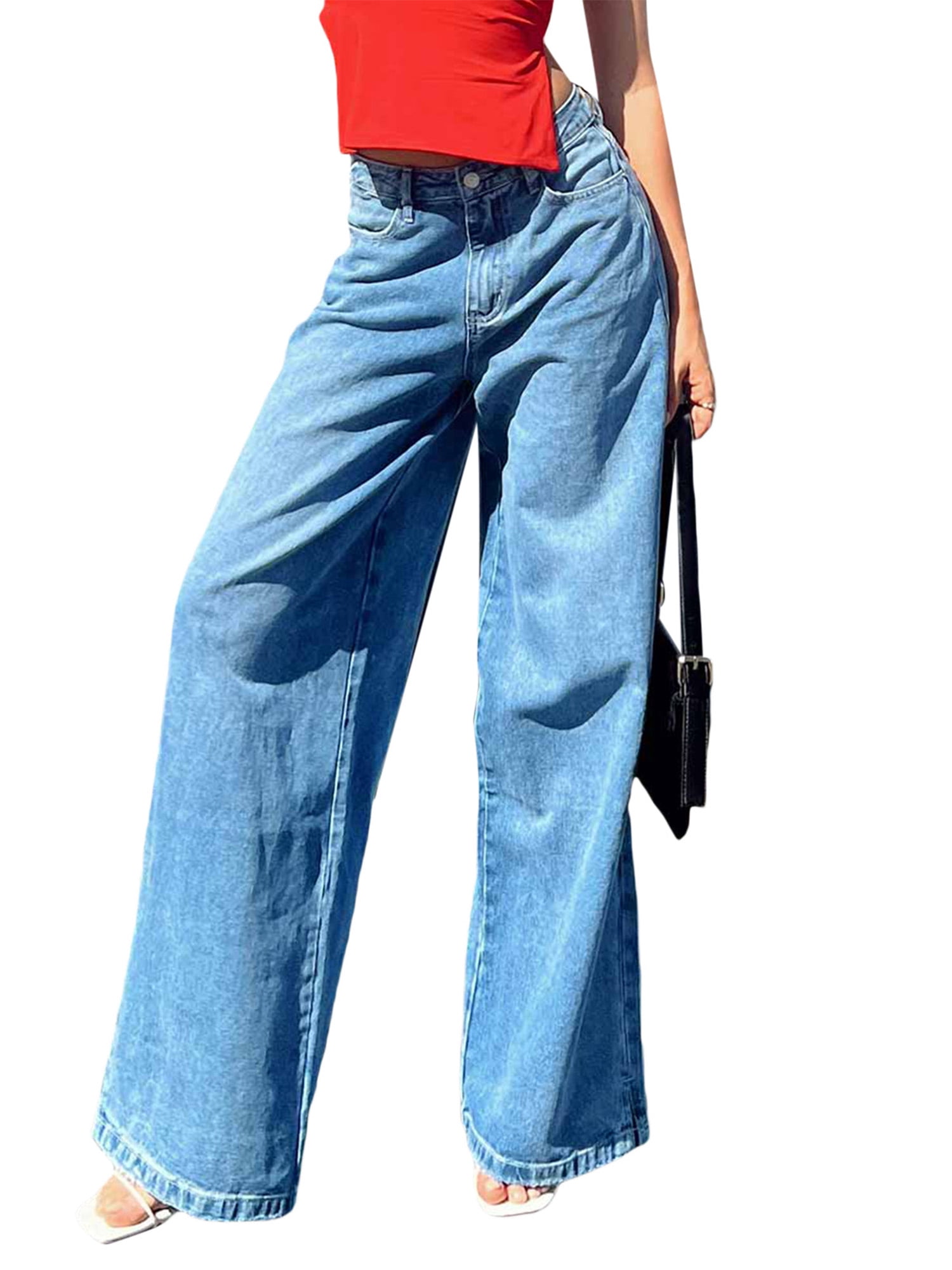Kedera Women's Baggy Carpenter Jeans - Mid Rise Wide Leg Barrel Denim Pants, Boyfriend Fit Cargo Jeans