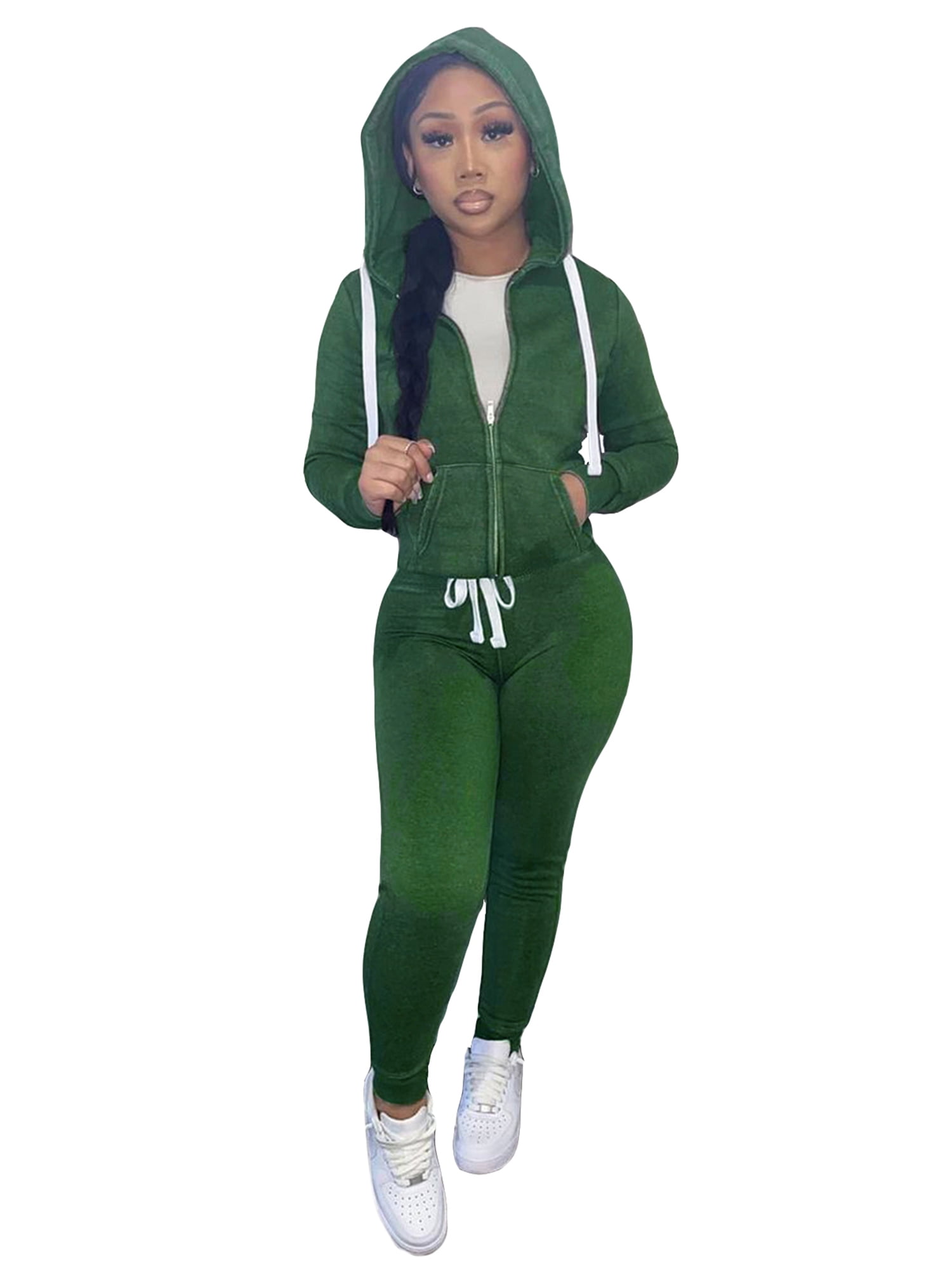 Women 2 Piece Outfit Reflective Tracksuit Lightweight Windbreaker Hooded  Jacket and High Waist Pants 