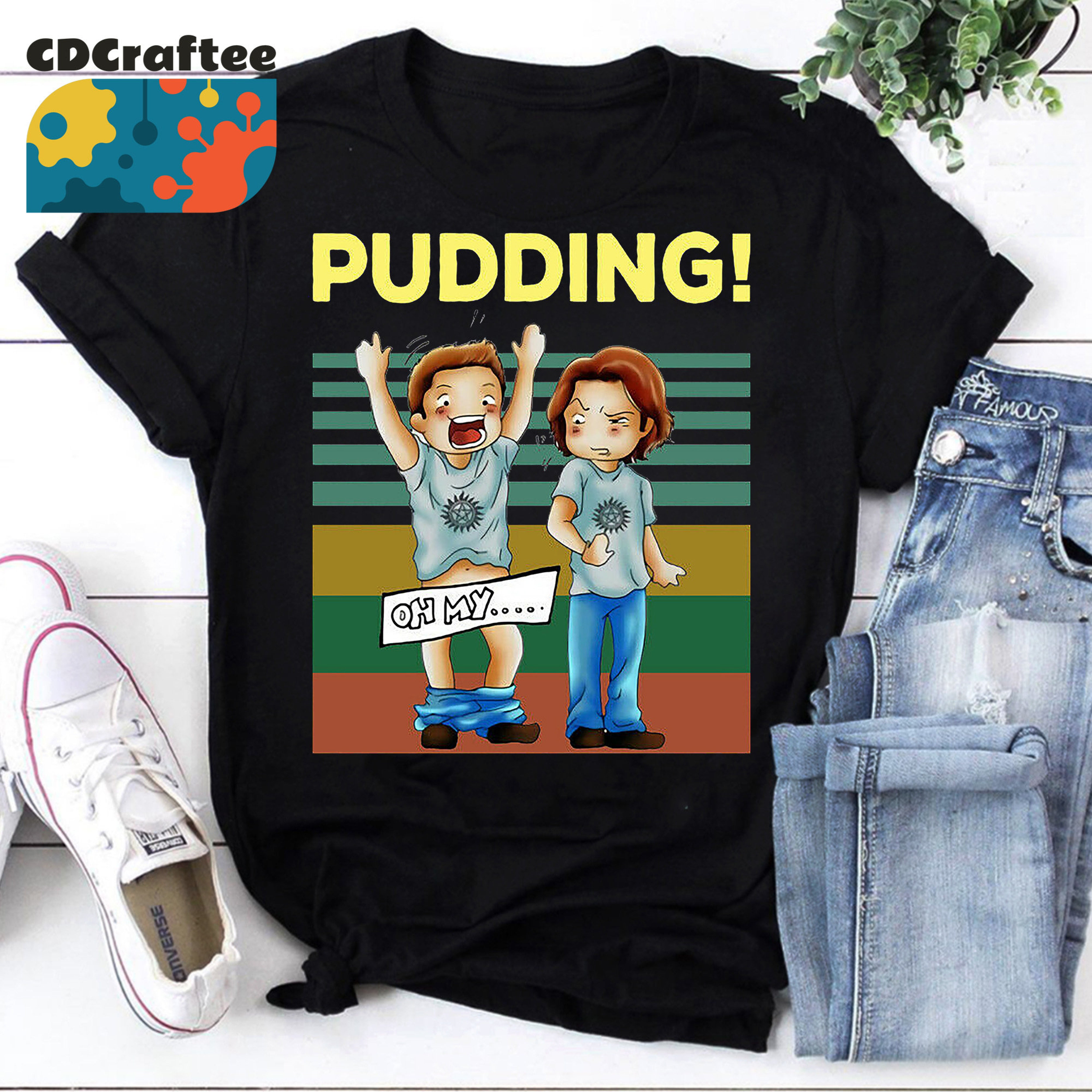 Pudding Dean & Sam Winchester Oh My Funny TV Series Vintage TShirt