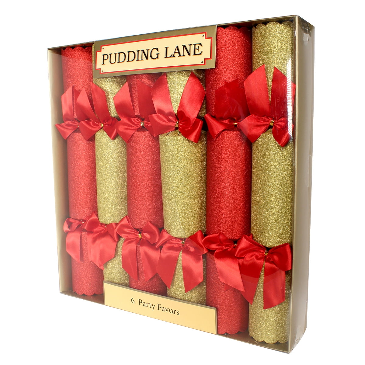 Pudding Lane Red & Gold Luxury Christmas Crackers - 6 pack