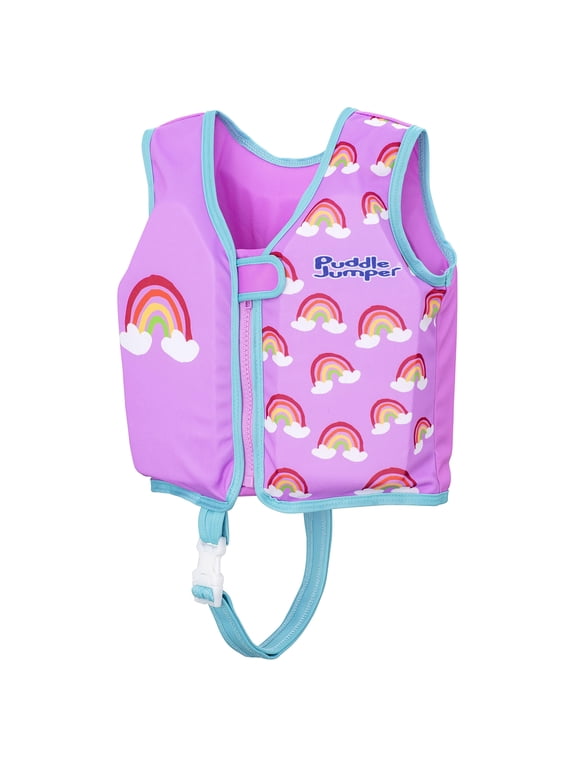 AquaStar Fabric Toddler Swim Vest, Rainbow, Up to 40 lbs Weight Capacity