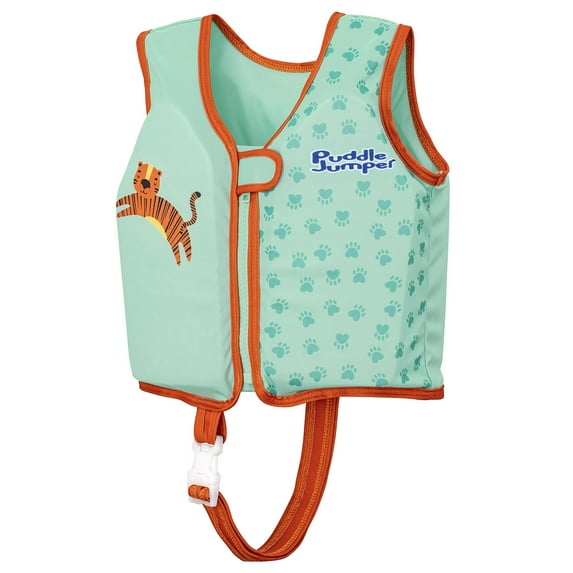Puddle Jumper AquaStar Fabric Toddler Swim Vest, Tiger, Up to 40 lbs Weight Capacity