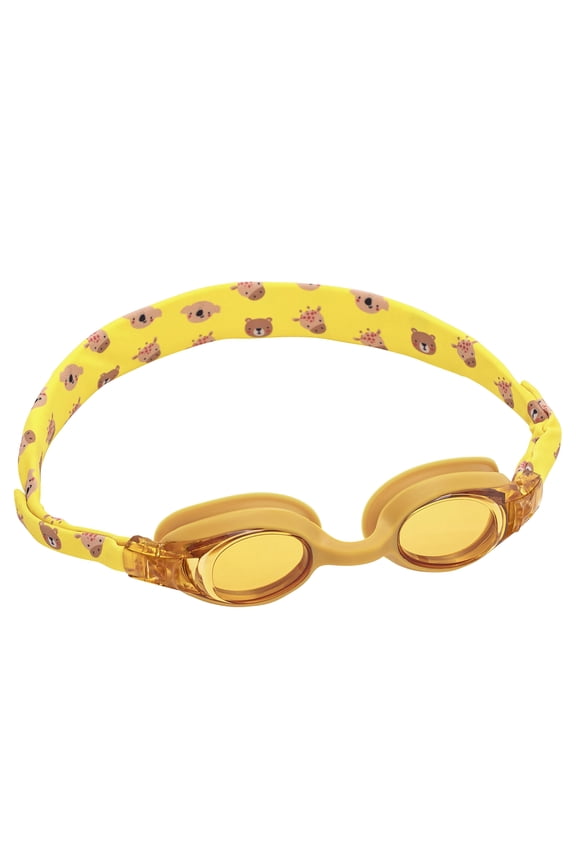 Child Fabric Swim Goggles, Yellow, Non-Latex and Non-PVC, Kids Ages 3+