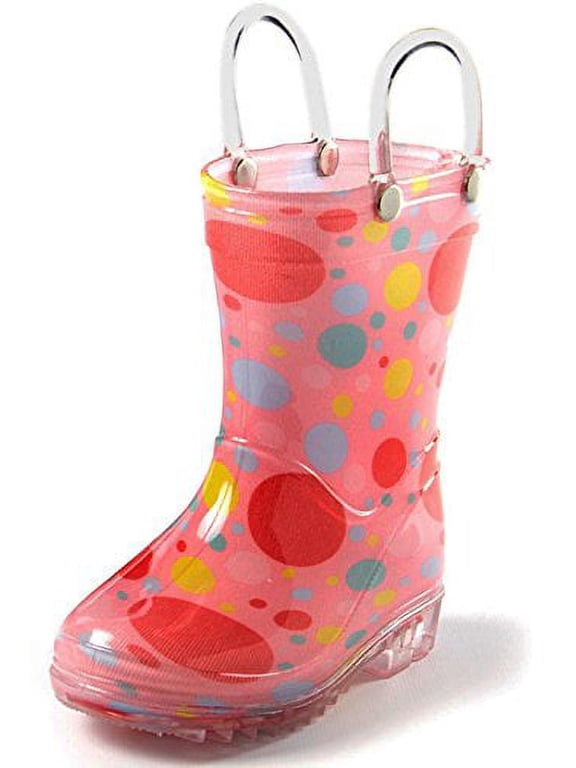 Children's Girls' Polka Dots shapes Printed Waterproof Easy-On Rubber Rain Boots (Toddler/Little Kids) 4