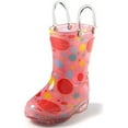 thumbnail image 1 of Puddle Play Children's Girls' Polka Dots shapes Printed Waterproof Easy-On Rubber Rain Boots (Toddler/Little Kids), 1 of 6