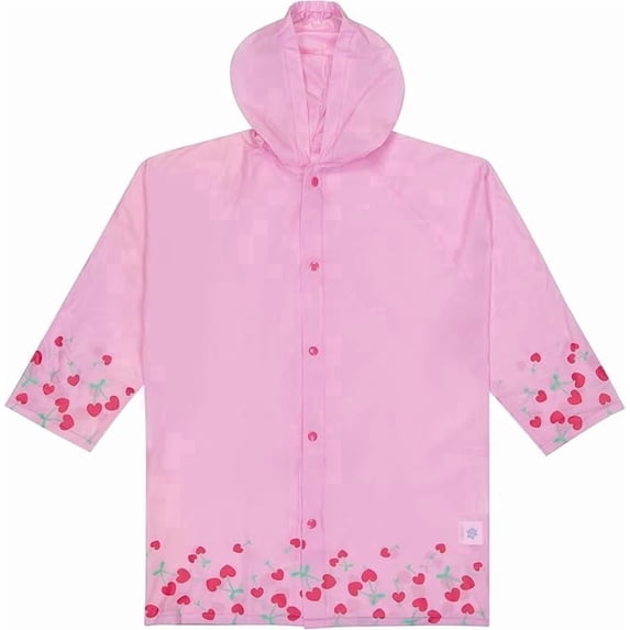 Puddle Play Kids Waterproof Rain Slicker Jacket with Hood – PVC Raincoat, Snap Closure, Lightweight – Pink – Size 2–3 Years