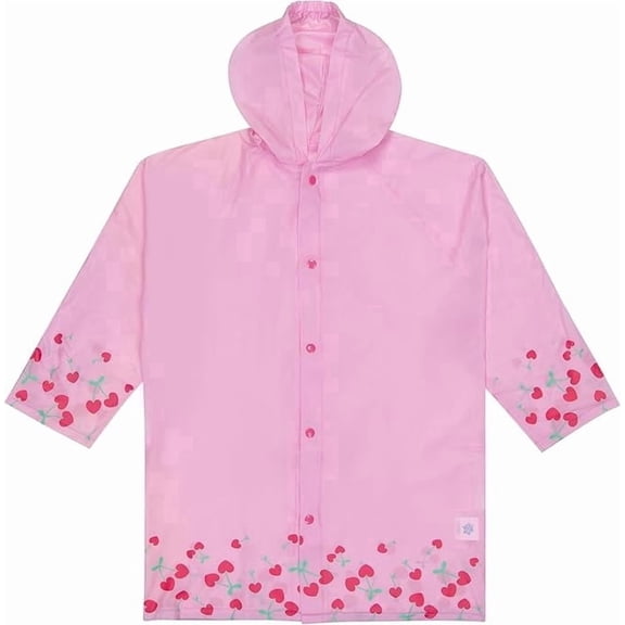 Puddle Play Kids Waterproof Rain Slicker Jacket with Hood – PVC Raincoat, Snap Closure, Lightweight – Pink – Size 2–3 Years
