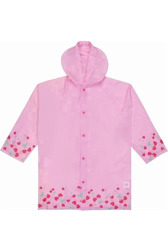 Kids Waterproof Rain Slicker Jacket with Hood – PVC Raincoat, Snap Closure, Lightweight – Pink – Size 2–3 Years