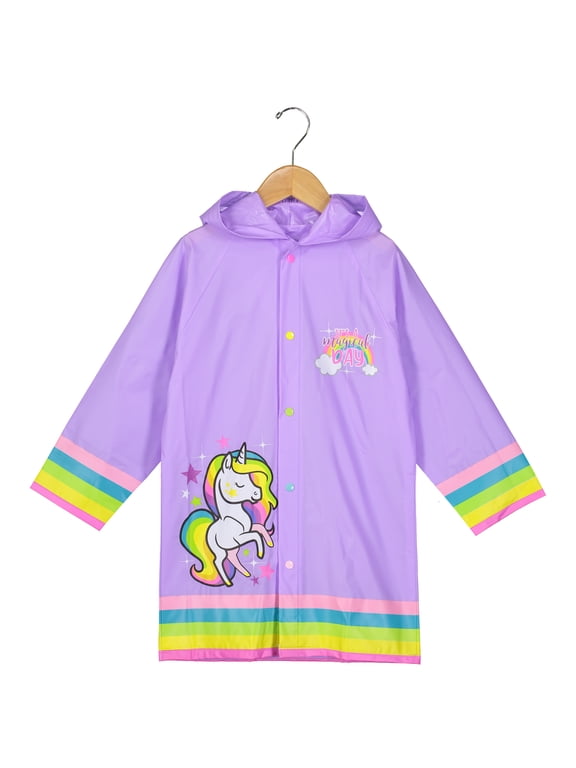 Little Boys and girls Hooded Rain Slicker Unicorn, Frog Design Size 6-7