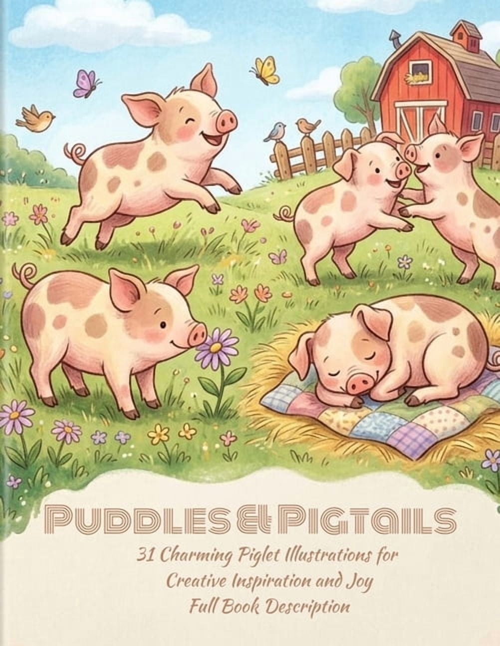 Puddles & Pigtails: 31 Charming Piglet Illustrations for Creative Inspiration and Joy Full Book Description, (Paperback)