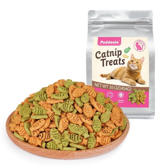 Puddonio Catnip Biscuit Chicken & Salmon Flavor Cat Treats, 16 oz