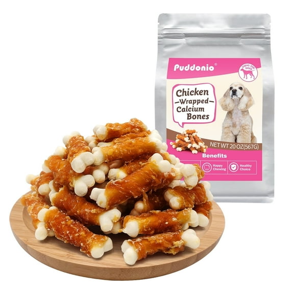 Puddonio Chicken with Calcium Bone Dog Treats, 20 oz (56ct)