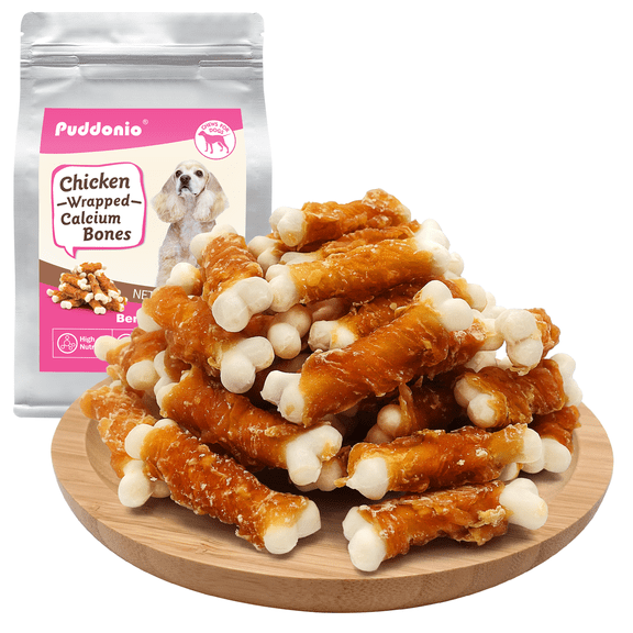 Puddonio Chicken with Calcium Bone Dog Treats, 20 oz (56ct)