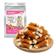 Puddonio Dog Treats, 2.3 Inch Chicken Wrapped Calcium Bones, Rawhide Free Soft Dog Chews, 56 count