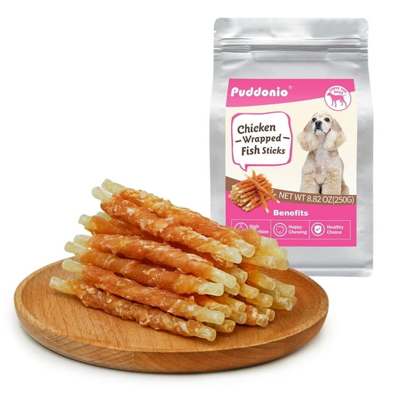 Puddonio Chicken Jerky with Cod Sticks Dog Treats, 8.82oz