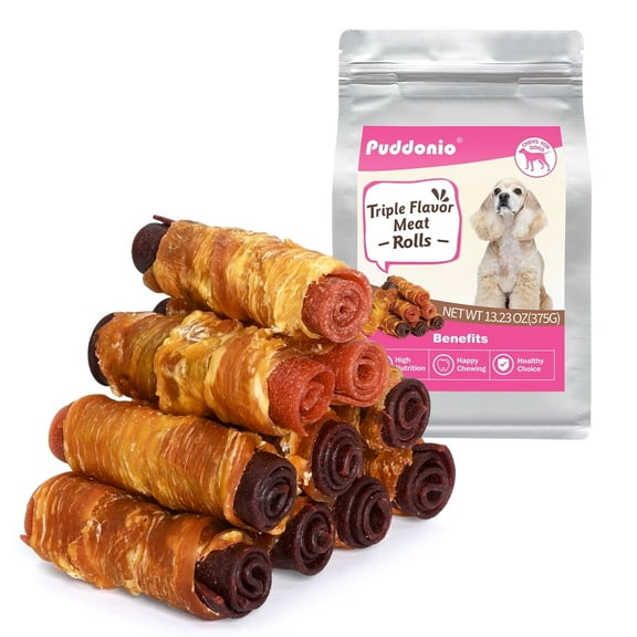 Puddonio Beef, Chicken & Duck Rolls Dog Treats, 13.23 oz