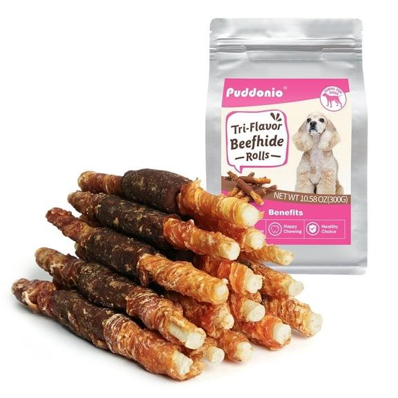 Puddonio Chicken, Duck & Liver with Rawhide Dog Treats, , 10.58oz, 5 Inch