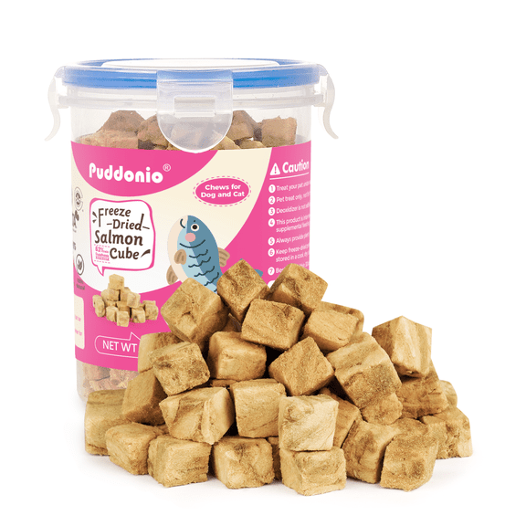 Puddonio Salmon Freeze Dried Cats and Dogs Treats, 3.5 oz