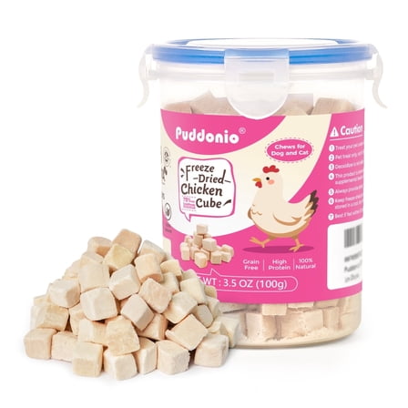 Puddonio Chicken Freeze Dried Cats and Dogs Treats, 3.5 oz
