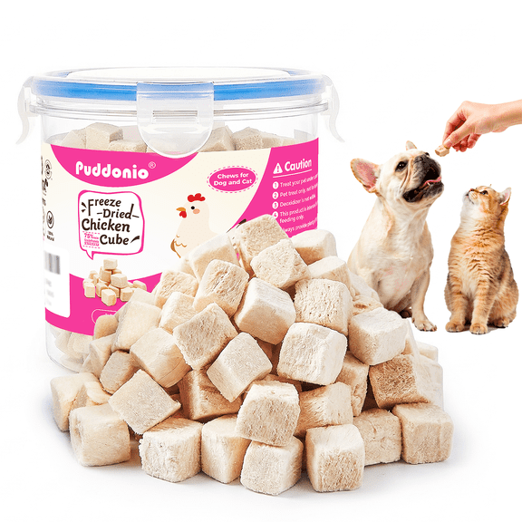 Puddonio Chicken Freeze Dried Cats and Dogs Treats, 6 oz